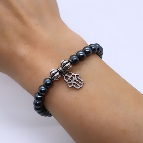 NWT Wool + Pepper Co. Hamsa Charm Beaded Bracelet - Picture 2 of 4